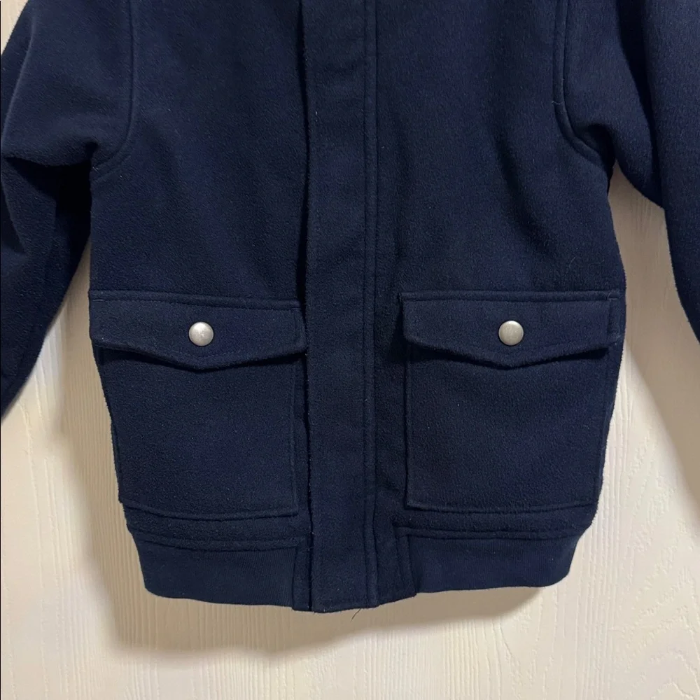 OshKosh B'gosh Navy Blue Fleece‎ Lined Boys Pea Coat Size 7 Full Zip Pockets